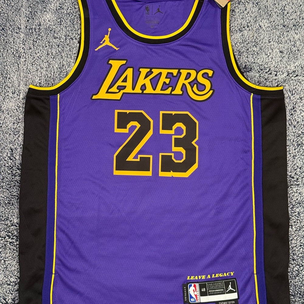 Los Angeles Lakers #23 LeBron James Statement Swingman Jersey